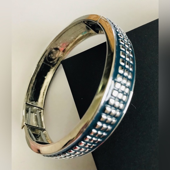 SOLD 3 Stackable Stretch Bangle Bracelets Lia Sophia Rhodium Plated Pixel - Picture 9 of 12